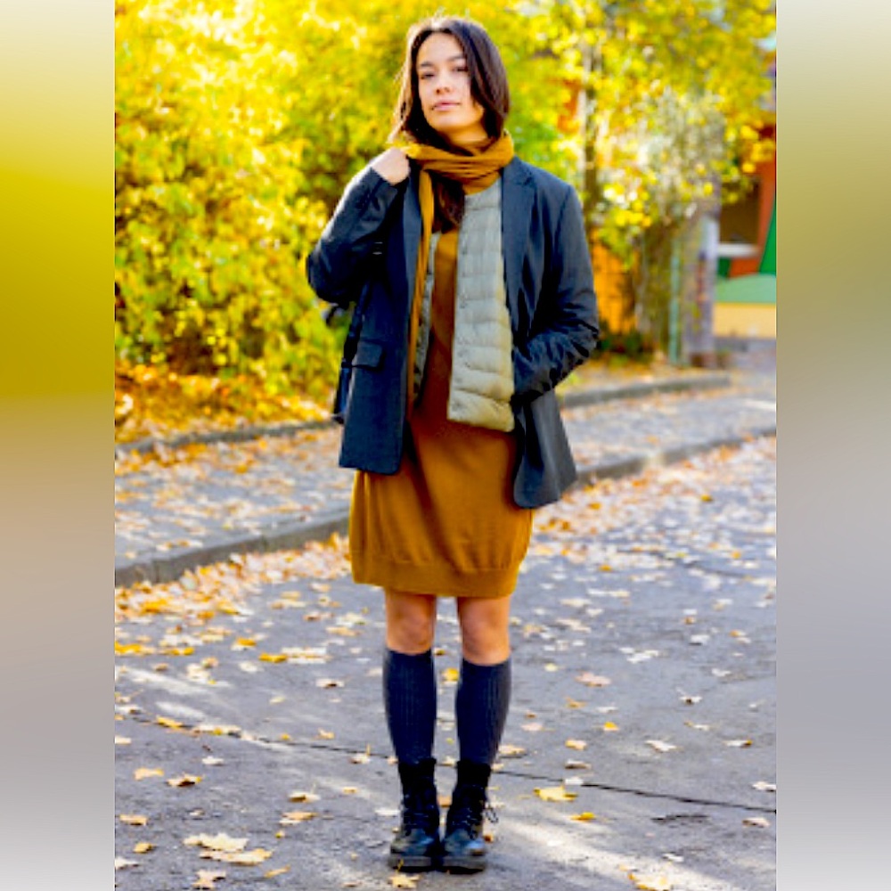 Uniqlo Mustard Merino Wool Sweater Dress - gently used, size S-M - Picture 2 of 3